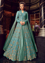 Load image into Gallery viewer, Sea green Heavy Work Anarkali Suit With Dupatta Set
