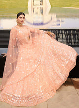 Load image into Gallery viewer, shop phenomenal peach colored soft net base stylish lehenga choli
