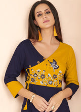 Load image into Gallery viewer, buy graceful cotton base navy blue colored casual wear straight kurti
