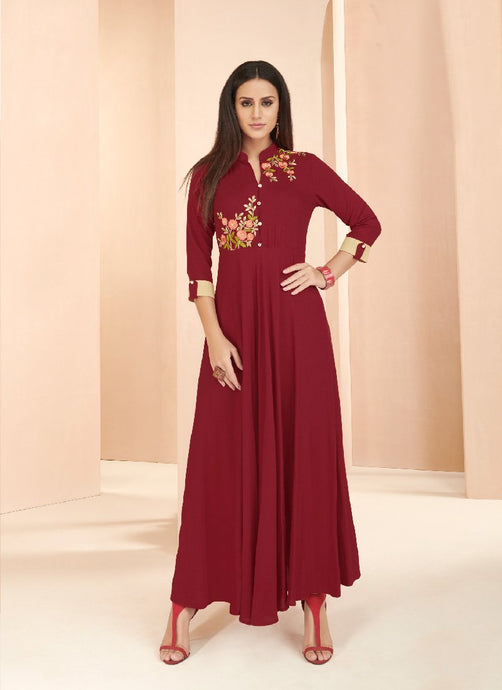 attractive Red color georgette base casual wear gown