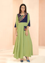 Load image into Gallery viewer, pretty greencolor georgette base casual wear gown

