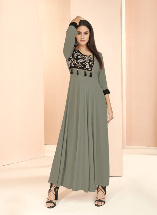 Grey and black color georgette base casual wear straight kurti