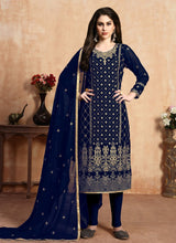 Load image into Gallery viewer, Decent Blue color Zari Work Festive Wear Salwar Kameez Suit
