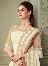Load image into Gallery viewer, buy Off-White Color Silk Fabric Sequins Work Embroidered Saree
