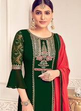 Load image into Gallery viewer, Shop Gorgeous green and pink colored partywear palazzo suit
