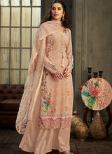 Load image into Gallery viewer, Magnificent peach colored georgette base printed palazzo suit
