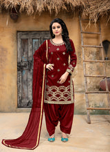 Load image into Gallery viewer, modish Red color georgette base sharara suit with dupatta set
