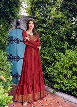 Load image into Gallery viewer, Amazing Maroon Colored Long Jacket Salwar Suit
