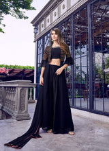 Load image into Gallery viewer, Glamorous Navy Blue colored Jacket style sharara suit
