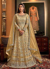 Load image into Gallery viewer, Stylish Yellow Color Soft Net Base Embroidery Work Anarkali Suit

