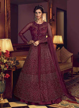 Load image into Gallery viewer, Fabulous Maroon color Net Base Heavy Embroidery Work Anarkali Suit With Dupatta Set
