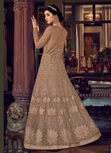 Load image into Gallery viewer, buy grateful beige colored heavy work embroidered designer gown
