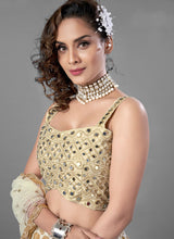 Load image into Gallery viewer, Order White Color Zari And Mirror Work Silk Material Lehenga Choli
