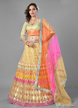 Load image into Gallery viewer, Beige Color Soft Net Material Mirror Work Lehenga Choli
