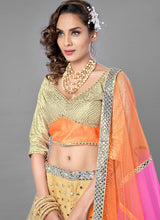 Load image into Gallery viewer, Shop now Beige Color Soft Net Material Mirror Work Lehenga Choli
