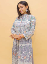 Load image into Gallery viewer, Shop Grey Color Mirror And Dori Work Slit-Cut Style Sharara Salwar Kameez
