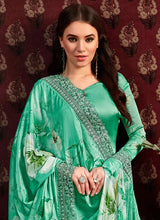 Load image into Gallery viewer, Buy turquoise green colored designer party wear salwar suit
