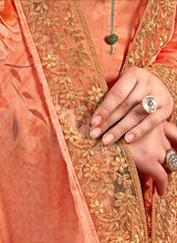 Load image into Gallery viewer, Shop charming cantaloupe orange colored designer party wear salwar suit
