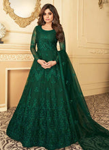 Load image into Gallery viewer, marvelous bottle green fully embroidered floor length anarkali
