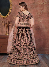 Load image into Gallery viewer, buy wondrously wine colored heavy work embroidered lehenga choli
