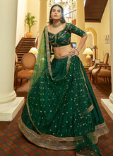 Load image into Gallery viewer, shop Stunning Green color Art Silk base Lehenga Choli with Zari and Sequin work
