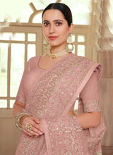 Load image into Gallery viewer, Shop Beguiling Georgette Base Pink Color Resham And Gota Work Saree
