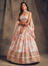 Load image into Gallery viewer, White Color Organza Fabric Sequins Work Printed Lehenga Choli
