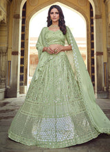 Load image into Gallery viewer, Green color Georgette fabric heavy worked Lehenga Choli
