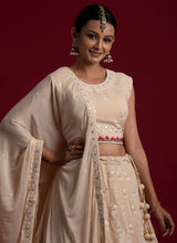 Load image into Gallery viewer, Shop Georgette Fabric Off-White Color Gota And Resham Work Lehenga
