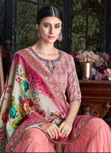 Load image into Gallery viewer, buy Bewitching Silk base Blush Pink color Lucknowi work Sharara suit
