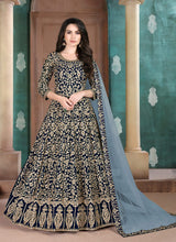 Load image into Gallery viewer, Spectacul Navy Blue color Art Silk Base Designer Gown
