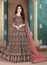 Load image into Gallery viewer, Spectacular  Maroon color Art Silk Base Designer Gown

