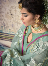 Load image into Gallery viewer, buy Sea green colored heavily embroidered straight suit
