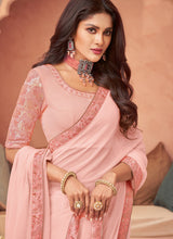 Load image into Gallery viewer, buy Baby Pink Color Georgette Fabric Sequins Embroidered Saree
