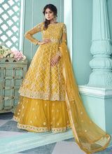 Load image into Gallery viewer, lovable yellow colored Long choli lehenga with soft net base dupatta
