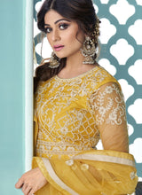 Load image into Gallery viewer, Shop lovable yellow colored Long choli lehenga with soft net base dupatta
