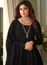 Load image into Gallery viewer, order brilliant black colored heavy work georgette base gown
