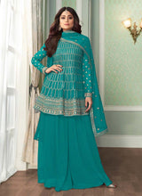 Load image into Gallery viewer, Bewitching Dark Turquoise color Georgette base Palazzo salwar suit

