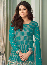 Load image into Gallery viewer, buy Bewitching Dark Turquoise color Georgette base Palazzo salwar suit
