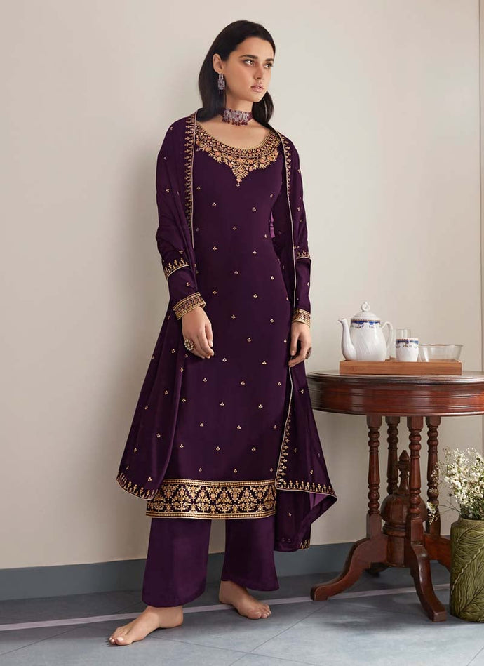 Aesthetic Purple color Georgette base Palazzo salwar suit