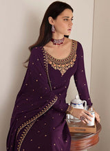 Load image into Gallery viewer, buy Aesthetic Purple color Georgette base Palazzo salwar suit
