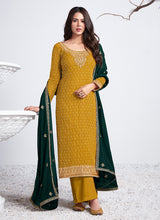 Load image into Gallery viewer, shop Yellow Color Georgette Material Zari Work Pant Style Salwar Suit

