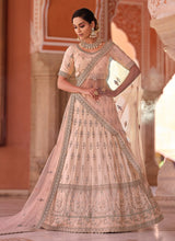 Load image into Gallery viewer, Weddingwear Thread And Zarkan Work Peach Color Kalidar Lehenga Choli

