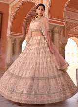 Load image into Gallery viewer, Buy online Weddingwear Thread And Zarkan Work Peach Color Kalidar Lehenga Choli
