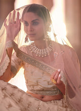 Load image into Gallery viewer, Shop online Weddingwear Thread And Zarkan Work Peach Color Kalidar Lehenga Choli

