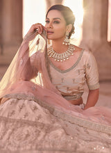 Load image into Gallery viewer, Order online Weddingwear Thread And Zarkan Work Peach Color Kalidar Lehenga Choli
