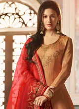 Load image into Gallery viewer, Order beautiful Georgette base beads and zari work designer gown with red dupatta
