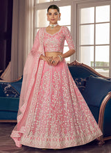 Load image into Gallery viewer, Pink Colored Sequins Work Organza Material Lehenga Choli
