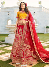 Load image into Gallery viewer, refreshing red colored heavy work embroidered lehenga choli
