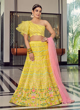 Load image into Gallery viewer, Yellow Color Art Silk Fabric Thread Work Ethnic Wear Lehenga
